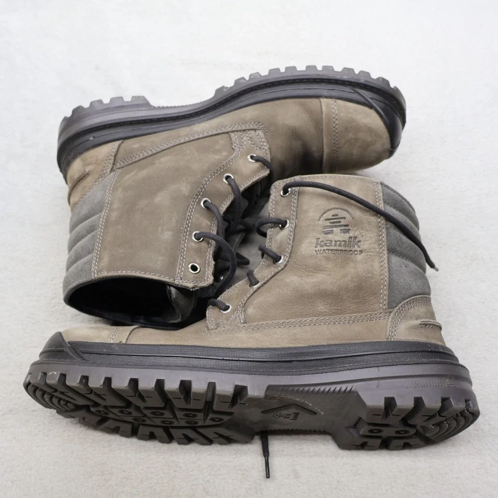 Kamik Mens 12 Work Boots Brown Griffon Insulated 3MLeather Rugged Outdoor Winter